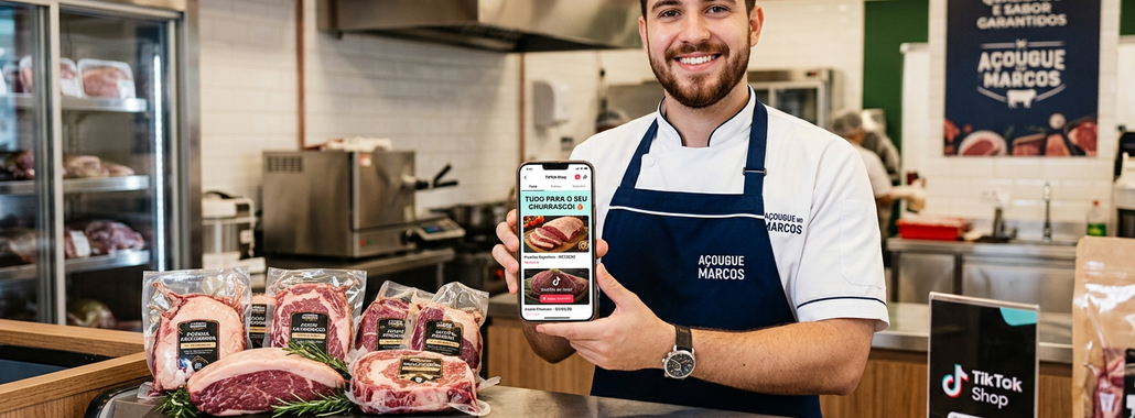 Açougueiro Jovem Usa TikTok Shop para Vender Carne Fresca