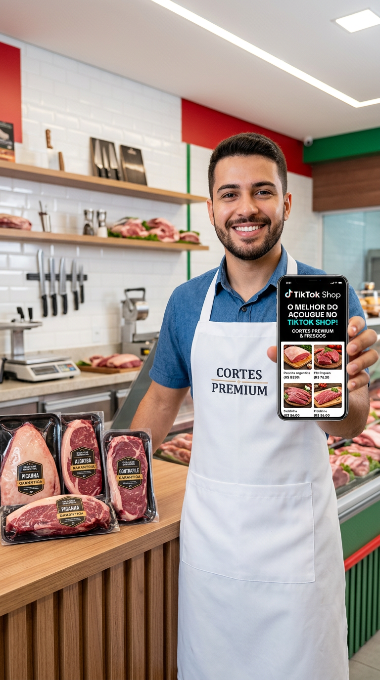 Açougueiro Jovem Usa TikTok Shop para Vender Carne Fresca